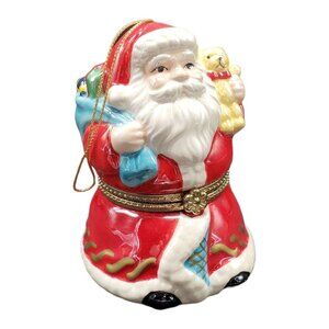 Mr Christmas Hinged Porcelain Santa Animated Music Box Rotating Santa Sleigh